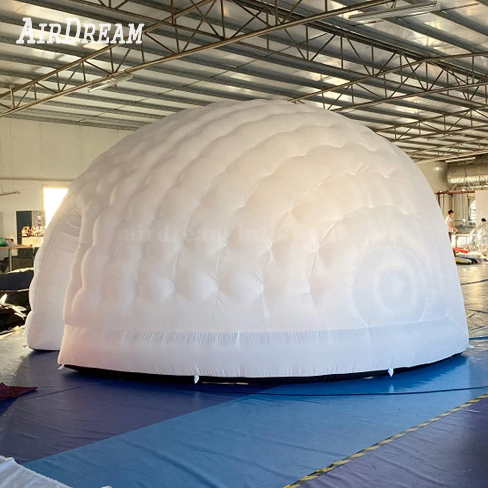 5mD надувная купольная палатка Igloo с воздуходувкой (белая одна дверь) цех для