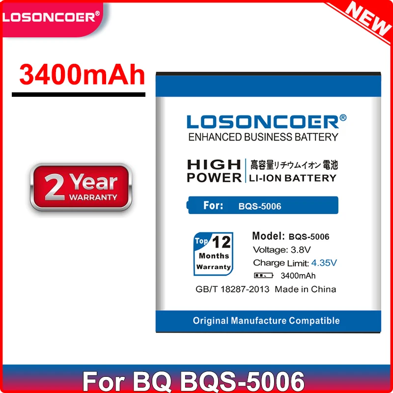 Аккумулятор LOSONCOER BQS 5006 3400 мАч BQS5006 для BQ LOS ANGELES аккумулятор мобильного телефона