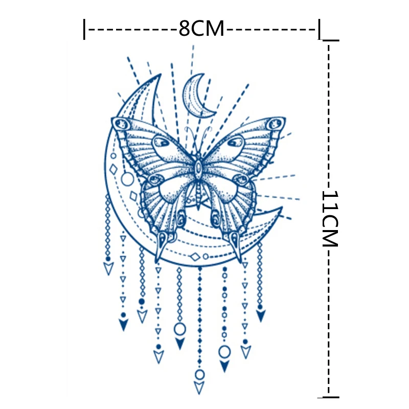 Butterfly Jewel Temporary Tattoos Stickers Curled Edges Tattoo Fashion Women Girl Design Flower Arm Legs Body Art Fake Sticker