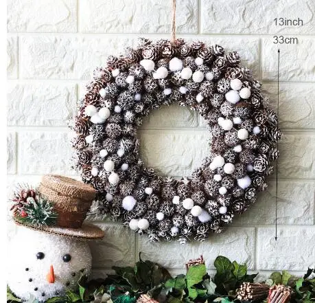 33cm Снежный Noel венок Natale Frozen рождественские украшения Navidad домашний декор венки ручной работы дверной венок украшение для свадебной вечеринки - Цвет: 33cm
