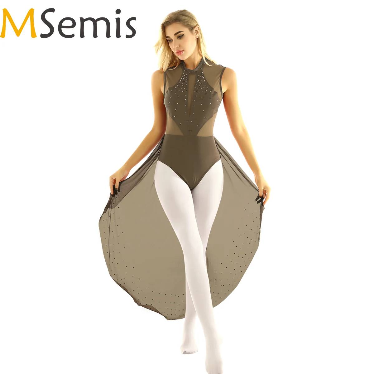 MSemis костюмы для лирических танцев женские блестящие со стразами с открытой