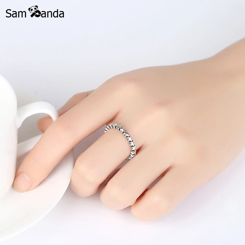 Женское кольцо на палец оригинальное штабелируемое из стерлингового серебра 925