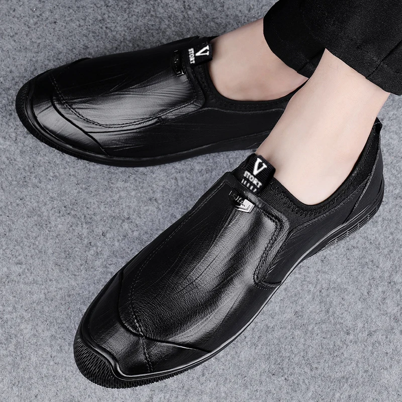 

Young Casual Loafers Shoes for Men Black Brown Lazy Shoe Mens Genuine Leather Handmade Men Shoe Good Quality Mens Driving Shoes