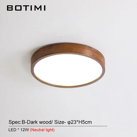 Потолочный светильник BOTIMI из натурального дерева в японском стиле, круглые деревянные светильники для коридора, современное освещение для спальни, магазина