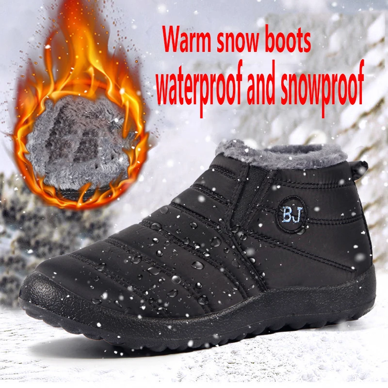 

Men's Boots Lightweight Winter Men's Snow Boots Waterproof Winter Shoes Oversized Pull-on Unisex Ankle Winter Boots