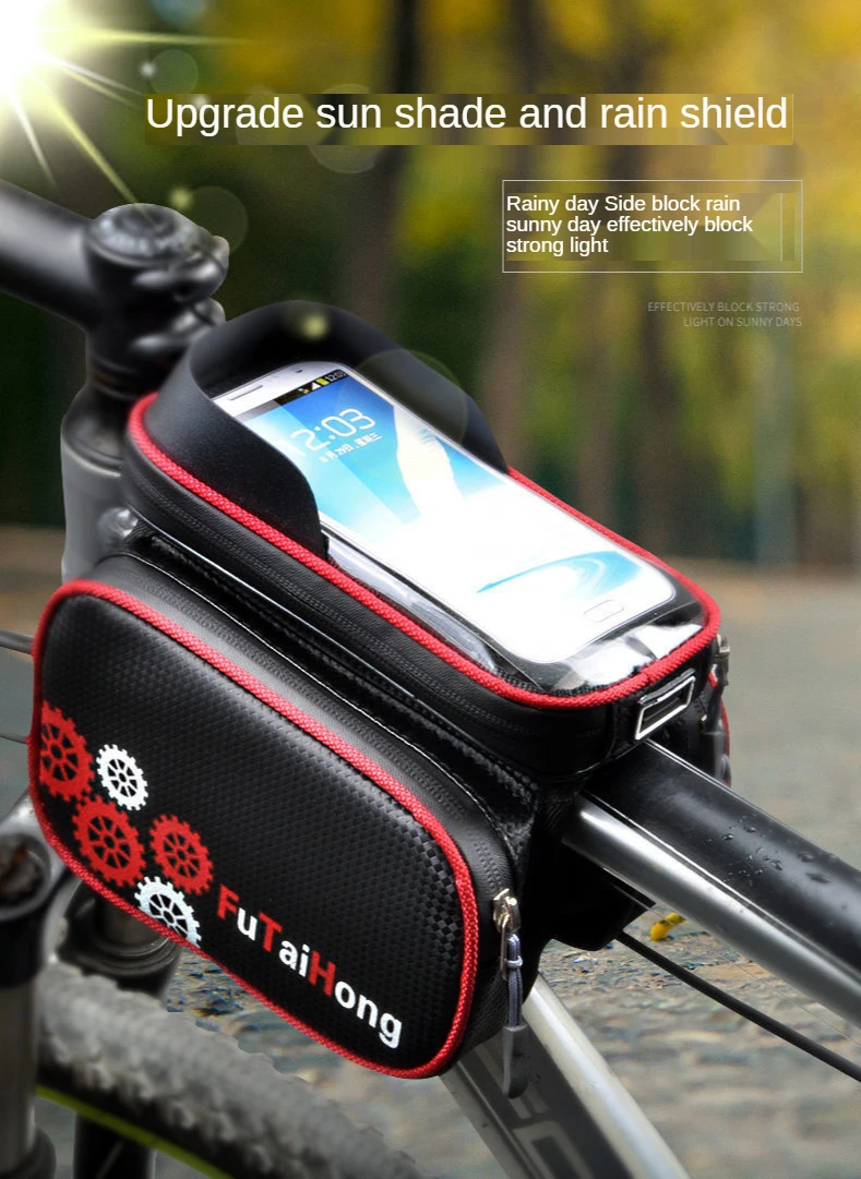 

6.0 - 6.9inch Touch Screen Mobile Phone Case MTB Bicycle Upper Tube Bag Rainproof Bicycle Front Bag