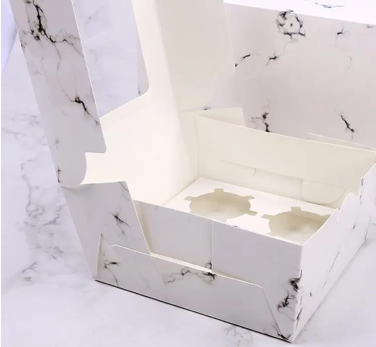 

10Pcs Marble Pattern Transparent Window Baking Box Round Cup Cake Box West Point Muffin Packing Wedding Candy Gift Cookies box