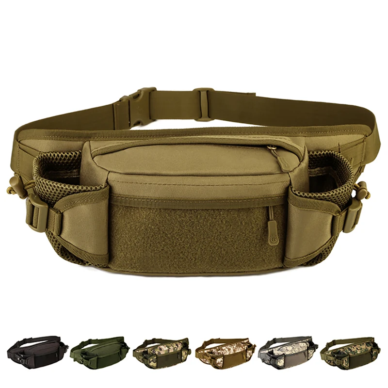 

Military Men Nylon Fanny Pack Belt Kettle Bag Water Bottle Waterproof Travel Crossbody Chest Waist Pack Hip Bags