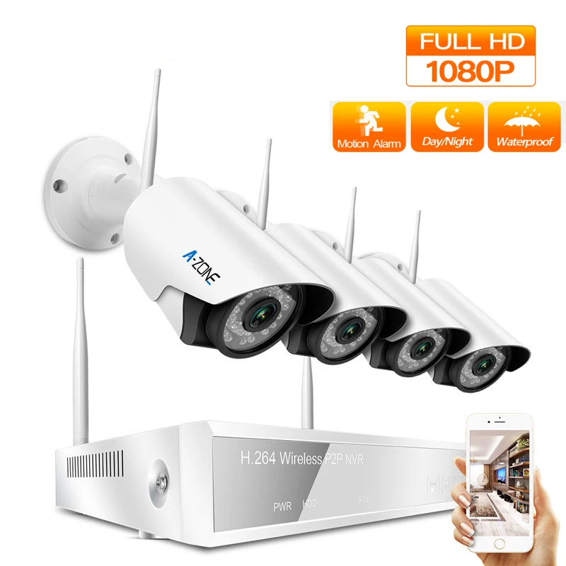 2MP беспроводная домашняя камера безопасности комплект 1080P Wifi CCTV наблюдения
