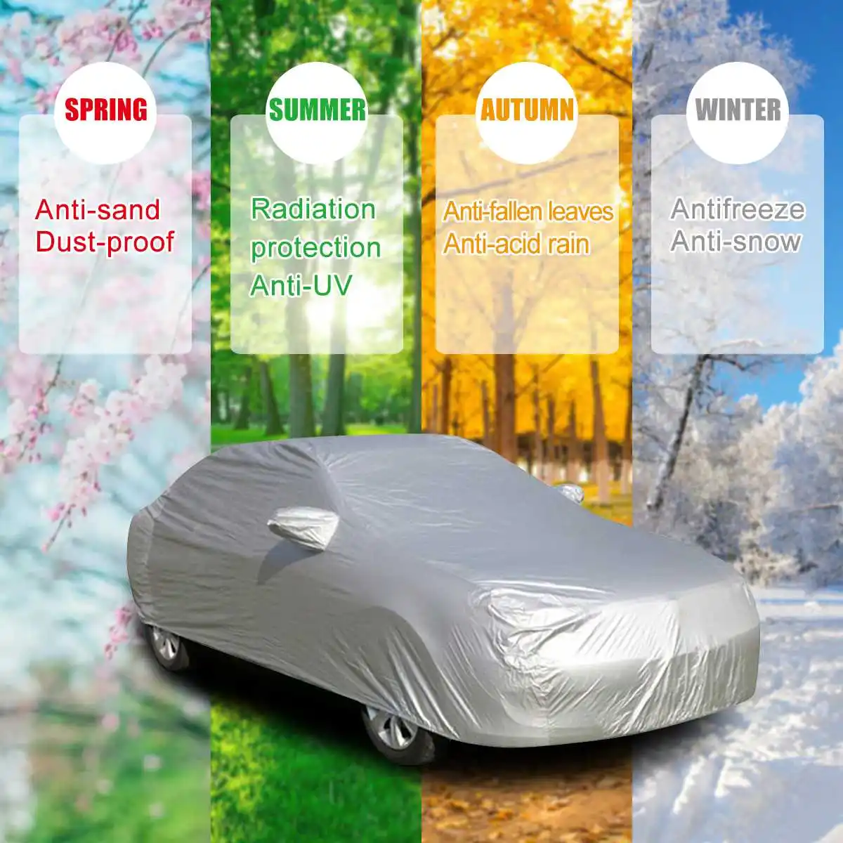 

Universal Full Car Cover Anti Rain Snow Ice Waterproof Dustproof UV Outdoor M/L/XL/XXL