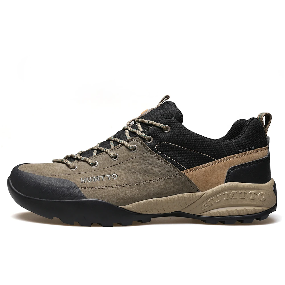 HUMTTO New Leather Trekking Sneakers for Men Hiking Shoes Male Waterproof Sport Trail Climbing Walking Safety Outdoor Boots Mens