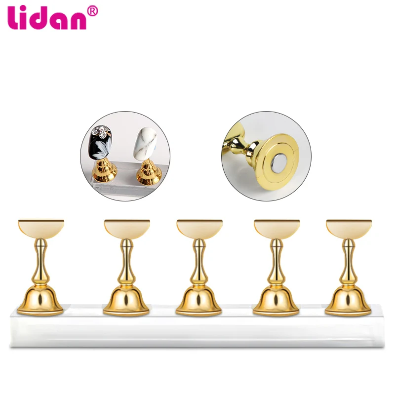 1 набор золотых накладных наконечников для ногтей магнитный держатель акриловая