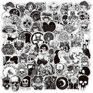 103050100pcs black white gothic style girl and skull graffiti stickers laptop luggage guitar skateboard decal sticker kid toy free global shipping