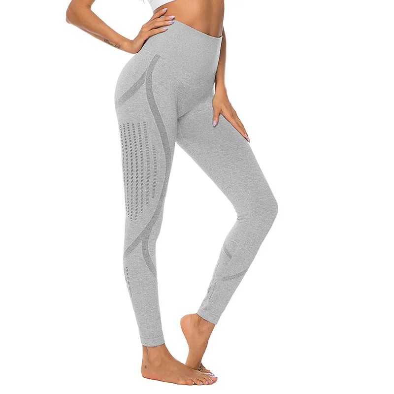 Бесшовные леггинсы с вырезами для фитнеса штаны йоги эффектом пуш ап женские