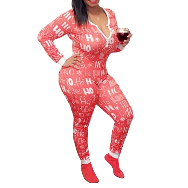 

2020 женская пижама с рисунком медведя; Рождественский зимний комбинезон пижама с длинными рукавами с эластичной резинкой на письма печатают...