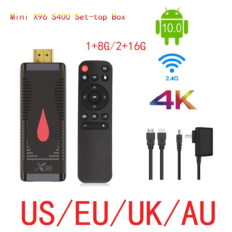 

ТВ-приставка X96 S400 на Android 10, 2 + 16/1 + 8 ГБ, 4 ядра, Wi-Fi 2,4 ГГц