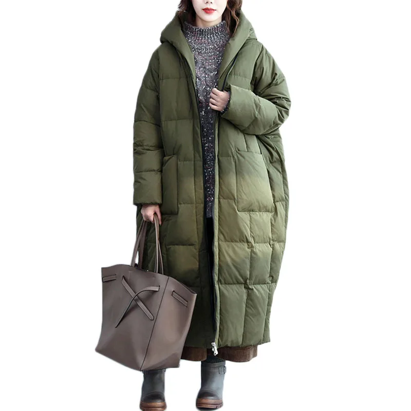 Свободный пуховик большого размера новая зимняя Толстая длинная куртка женский