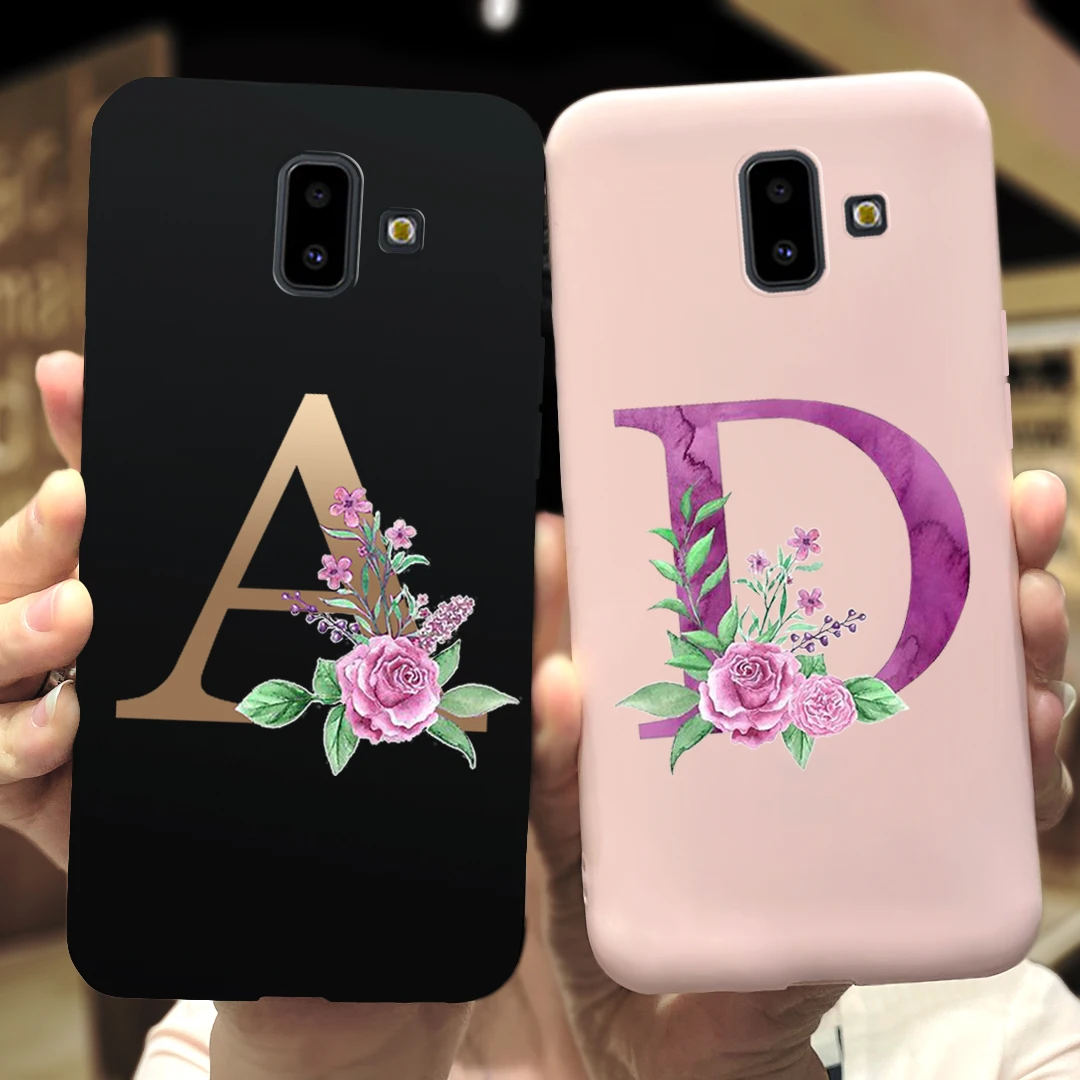 Алфавитный монограммный чехол для Samsung Galaxy J6 Plus мягкий силиконовый телефона 2018 J 6