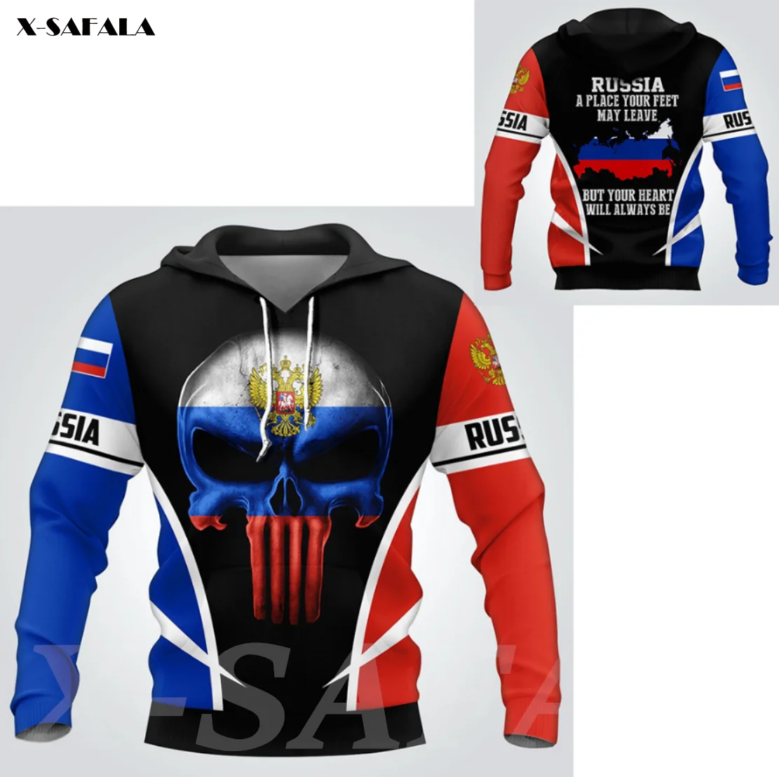 

Russia National Emblem Skull Warm Flag 3D Print Zipper Hoodie Men Pullover Sweatshirt Hooded Jersey Tracksuits Outwear Cotton