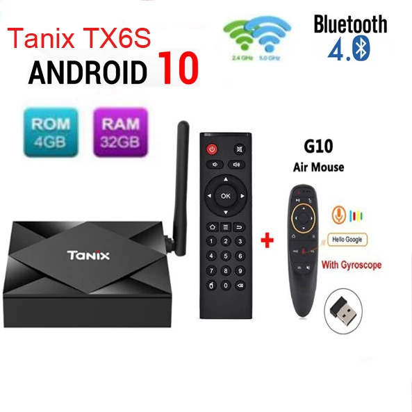 ТВ приставка Tanix TX6S Android 10 0 Allwinner H616 4G 32G/64G с 2 4G/5GHz Wifi BT4.2 100m lan опционально g10/g30 mx3