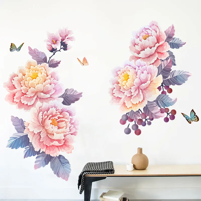 

Large 125x155cm Romantic Rose Wall Stickers Home Living Room TV Background Decals Bedroom Flower Shop Pvc Mural Art Poster