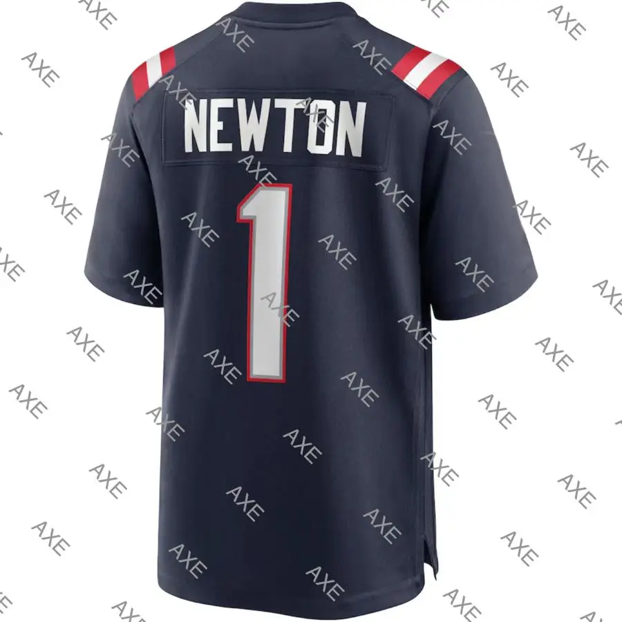

Embroidery Letters American Football Jersey New England Cam Newton White Blue Men's Player Jersey