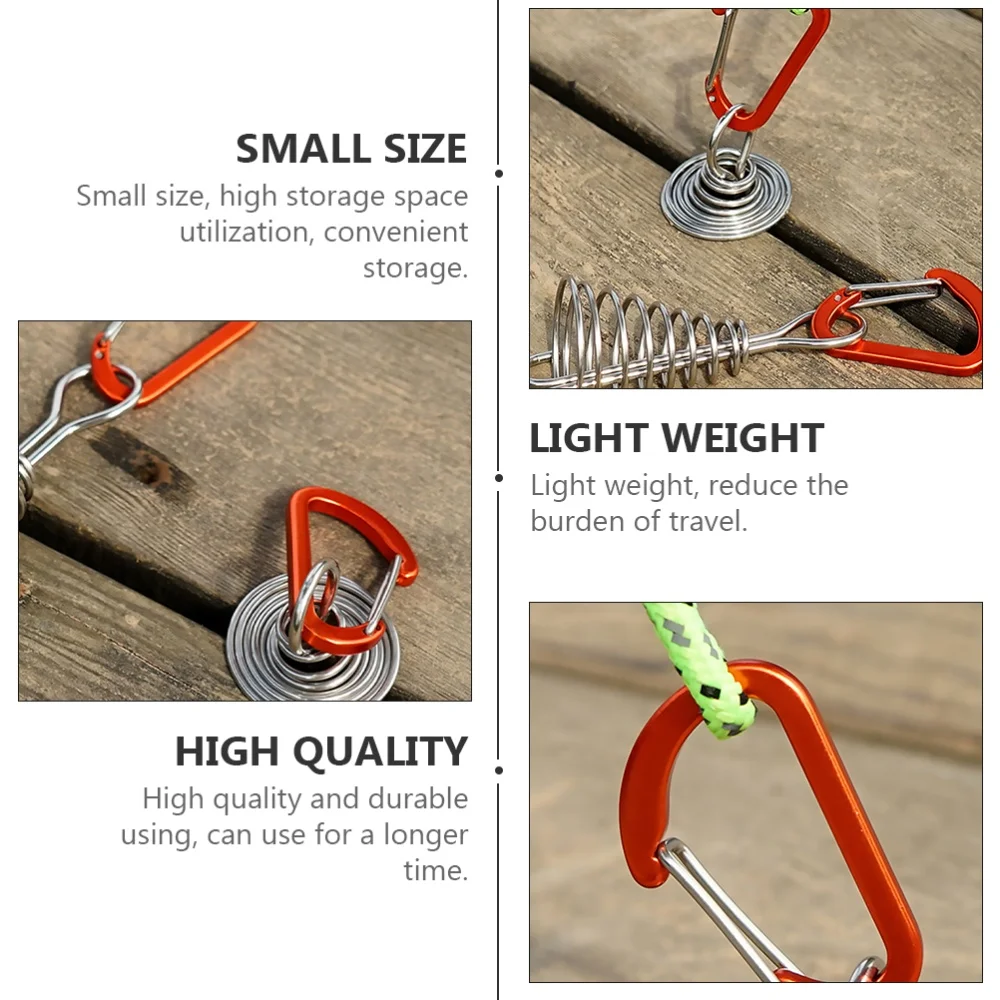 

6pcs Stainless Steel Octopus Deck Peg Spiral Shaped Rope Buckle Camping Tools