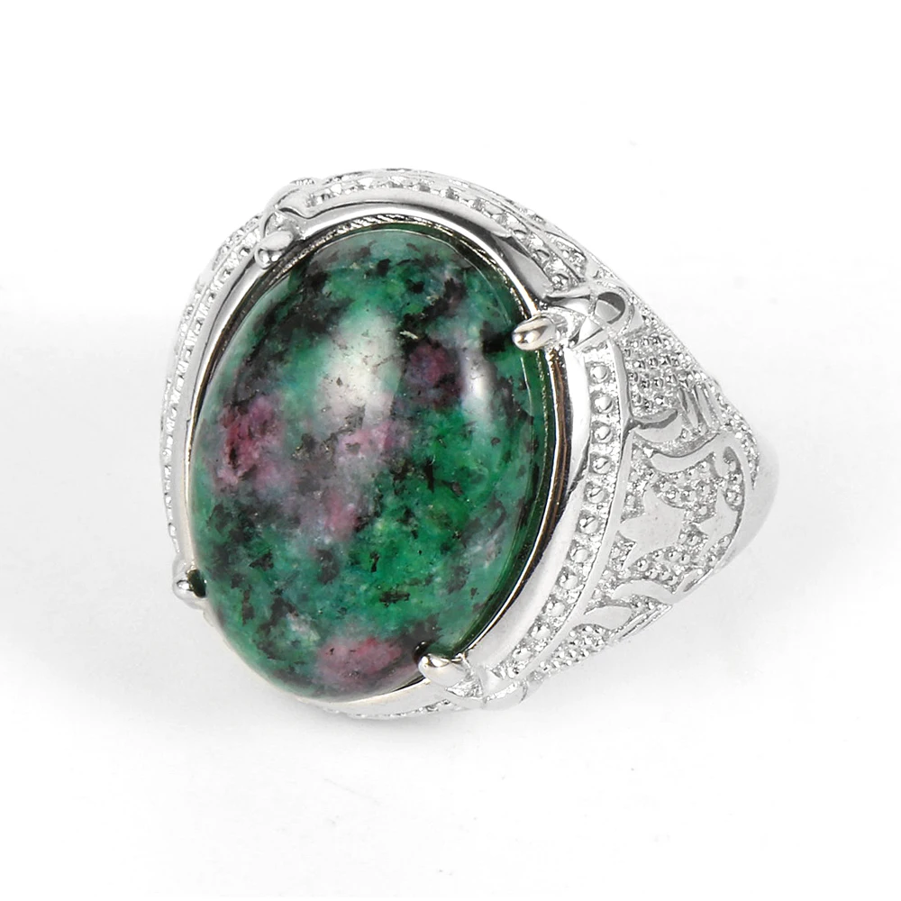 Кольцо с натуральным камнем голубой Агаты тигровый глаз Серебряная пластина