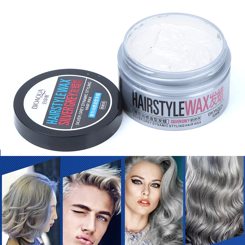 

Unisex Temporary Hair Color Wax Diy Mud One-time Molding Paste Silver Grey Dye Cream Hair Gel For Hair Coloring Styling