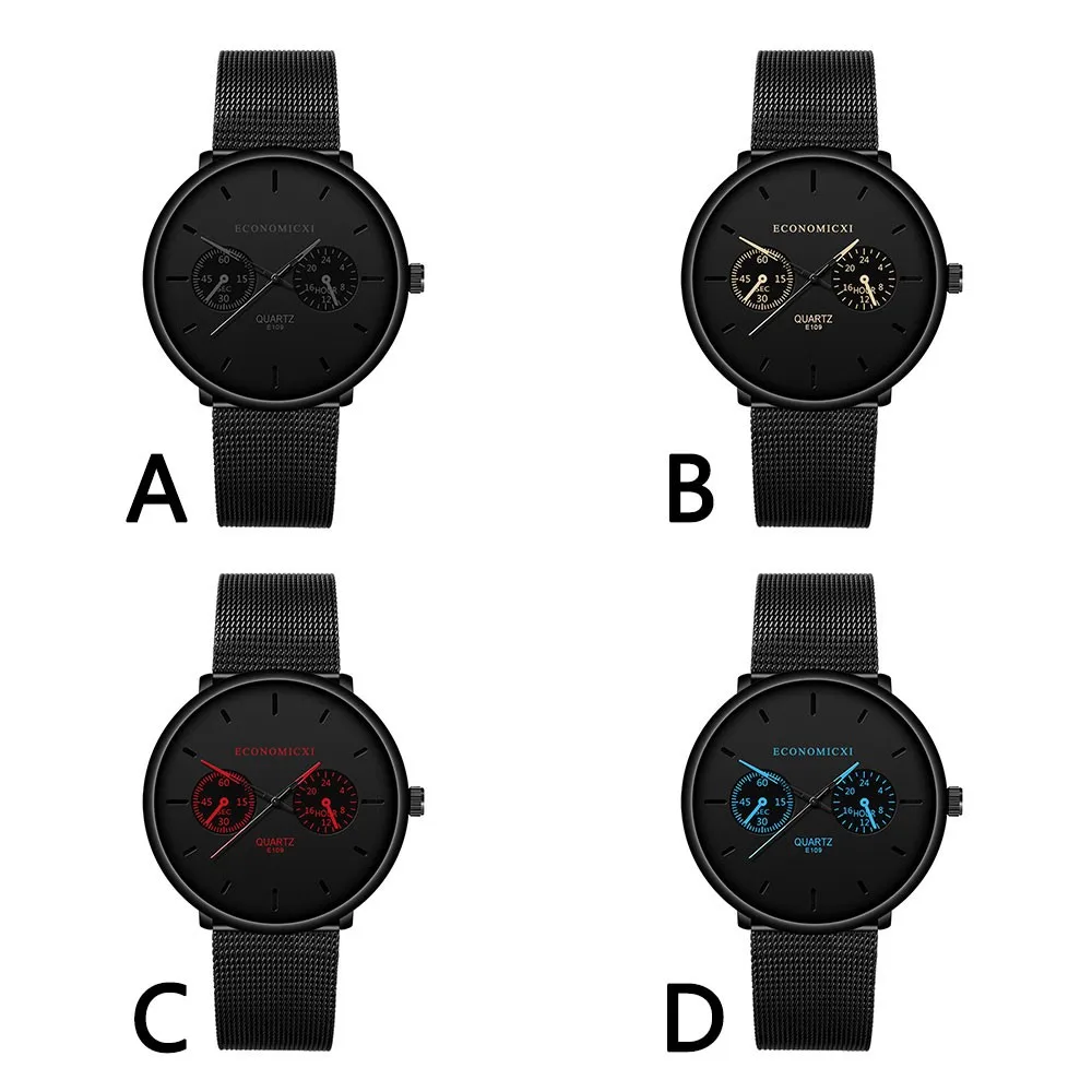 

Black Steel Watch For Men 2021 Mesh Stainless Steel Watch For Casual Business Wrist Watches Male Clocks