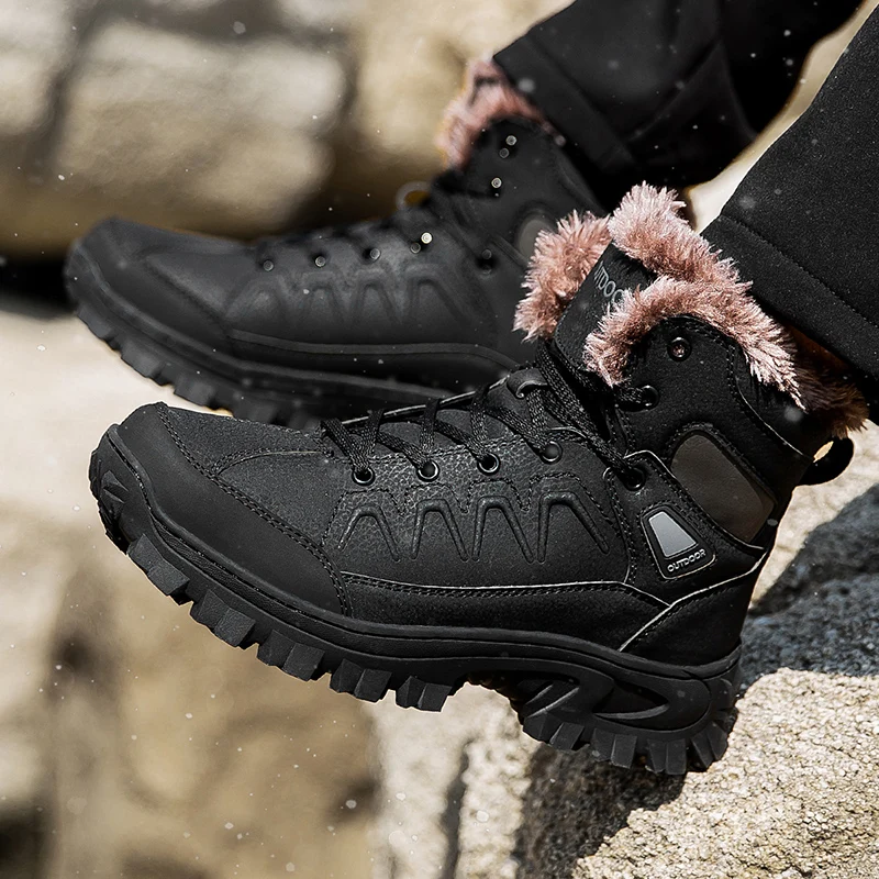 Мужские ботинки Зимняя мужская обувь ботильоны мужские зимние с круглым носком