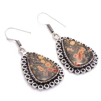 

Серьги из натуральной яшмы Leopardskin, сверкающие медные серьги, 52 мм, E6304