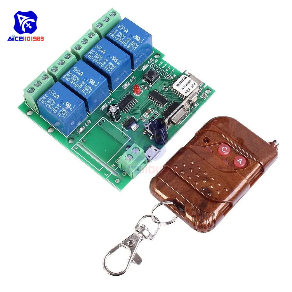 Diymore Sonoff WiFi переключатель 433 МГц 4CH AC 85-220 В/DC 5 В WiFi переключатель таймер релейный модуль с 433 МГц пульт дистанционного управления для умного дома