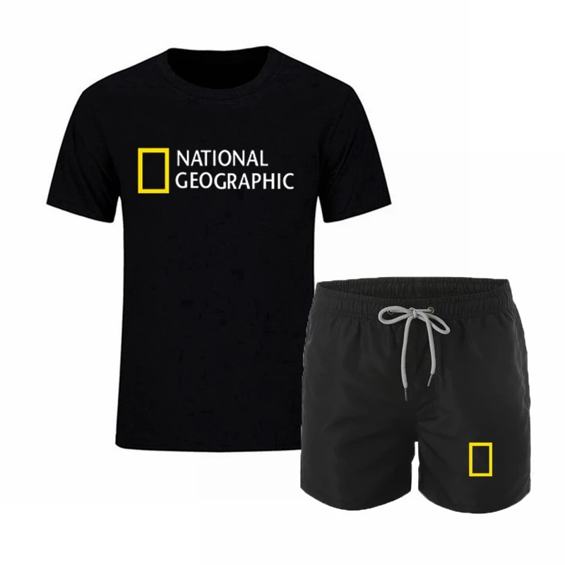 

National Geographic tracksuit men summer hot sale brand men's suits high quality casual men's sets fashion sports short tracksui