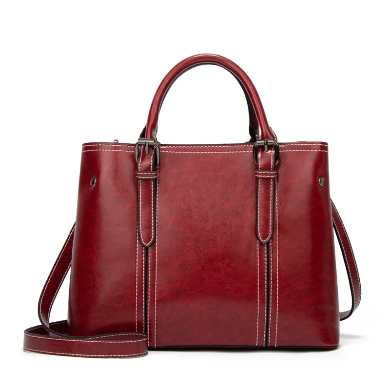 

Oil wax leather handbags 2021 new handbag European and American fashion messenger bag cross-border shoulder messenger bag