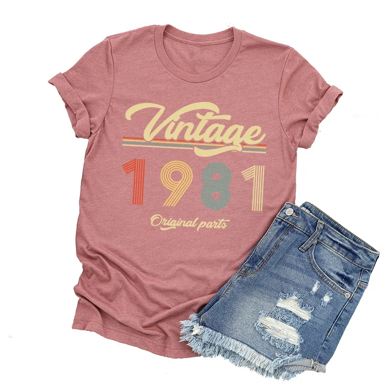 

40th Birthday Gift Shirt - Retro Birthday - Vintage 1981 Original Parts Woman Tshirts