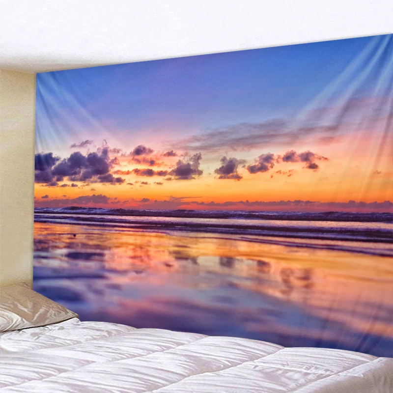 

Beach Sunrise Sunset Background 3d Digital Printing Wall Hanging Home Decoration Tapestry Various Sizes