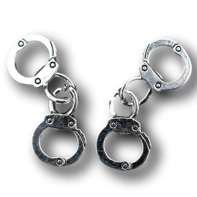 8 шт. посеребренные тюремные охранники 3D наручники кулон ретро ожерелье серьги