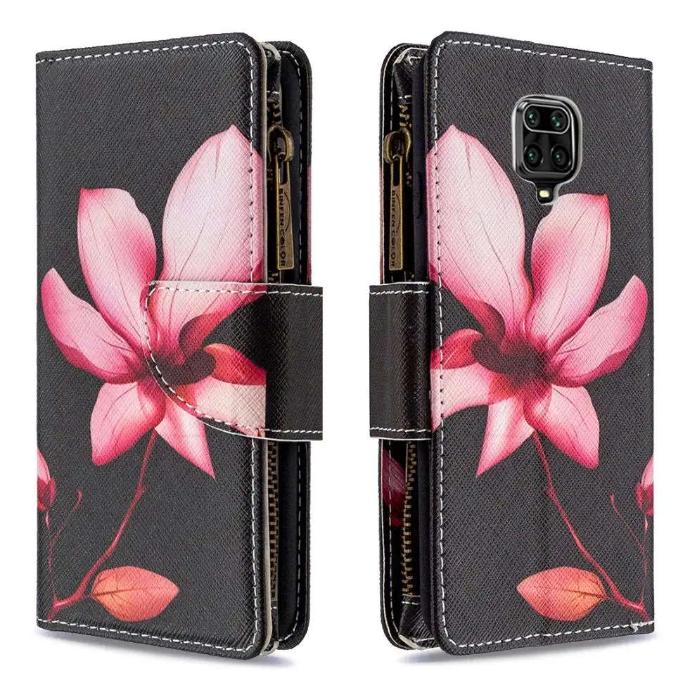 for xiaomi redmi note 11 10s 9 9s 8t 8 10 pro max plus painted pattern leather case zipper wallet bag card holder phone cover free global shipping