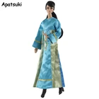 Синее длинное платье для куклы Барби, одежда, платье для кукольного домика Барби 16, Одежда для куклы 1:6, аксессуары для кукол, детская игрушка