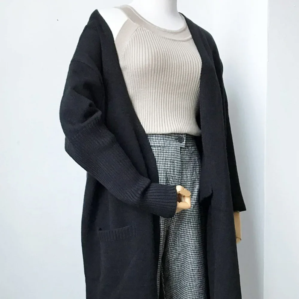 2019 вязаный кардиган более размера Повседневный свитер свободного покроя для