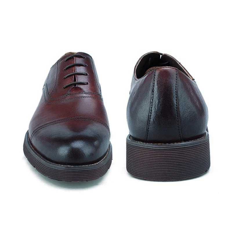 Демисезонные мужские оксфорды ручной работы из натуральной кожи с закругленным