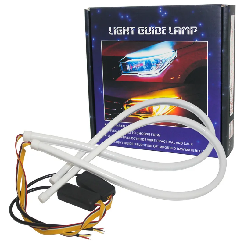 2PCS/set 30cm 45cm 60cm DRL Daytime Running Lights Flowing Flexible LED Tube Strip Turn Signal Angel Eyes Running LED 12V images - 6