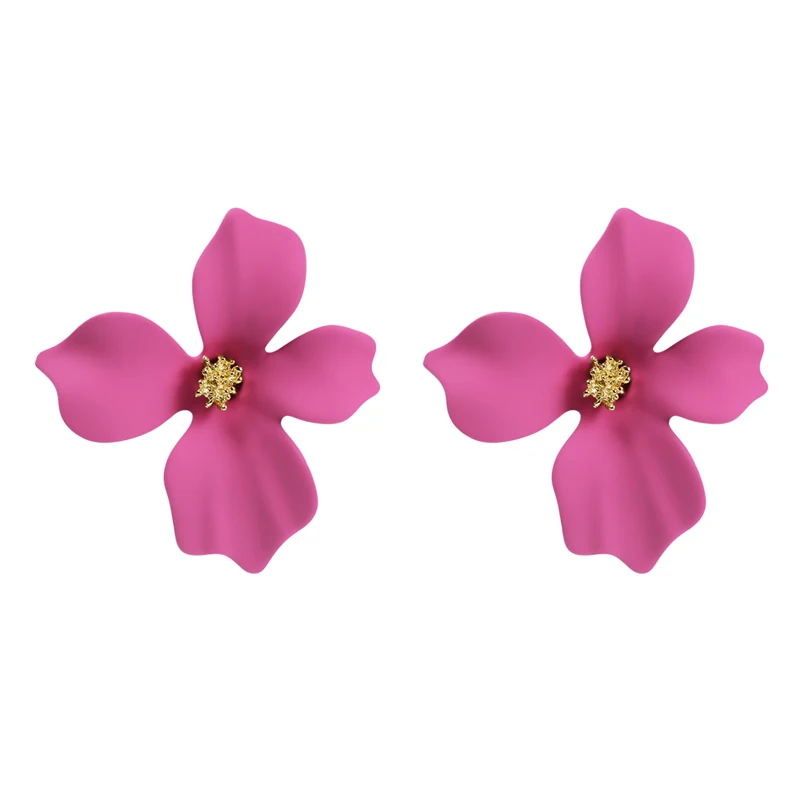 SHUANGR Sweet Jewelry Spray Paint Stud Earrings Flower Earrings Statement Trendy Brincos Gift for Girls Gift Pendientes - Окраска металла: S05990