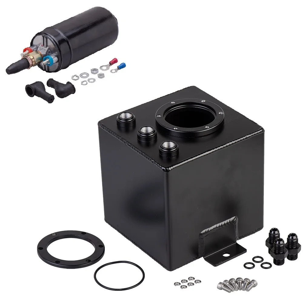 

Universal 2L Aluminium Oil Catch Tank/Fuel Cell/Fuel Surge Tank/Fuel Can with 044 Fuel Pump BLACK