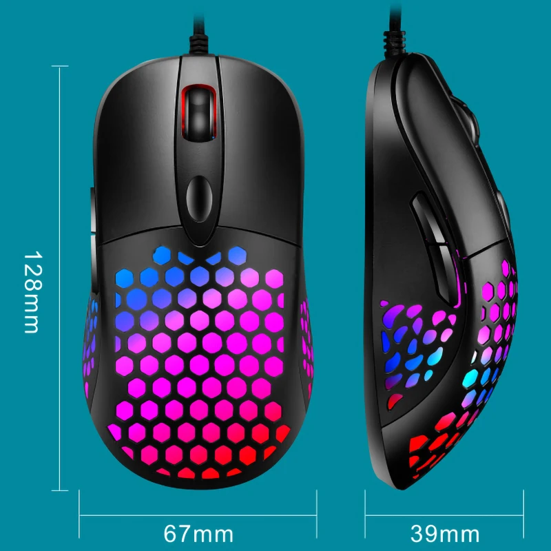6400dpi honeycomb mouse pc desktop computer laptop accessories gaming mice rgb usb wired hollow luminous electric gamer mause free global shipping
