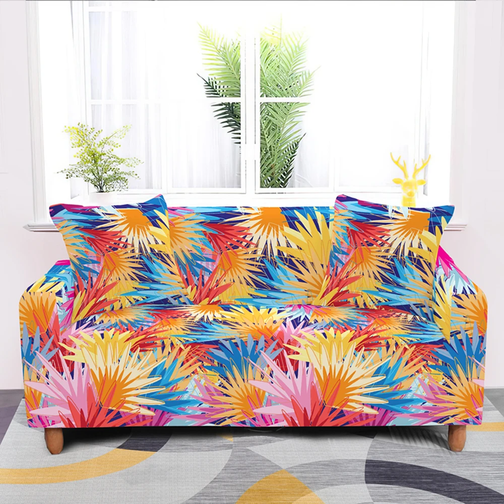 

Modern Floral Leaves Stretch Sofa Cover for Living Room Polyester Furniture Protector Single Loveseat Couch Covers For Customize