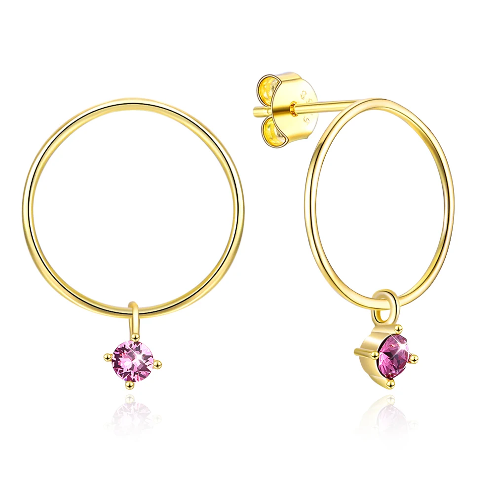 

ZEMIOR Sterling Silver 925 Earrings For Women Shining Austria Crystal Round Lovely Simple Stud Earrings Ladies Gift Jewelry