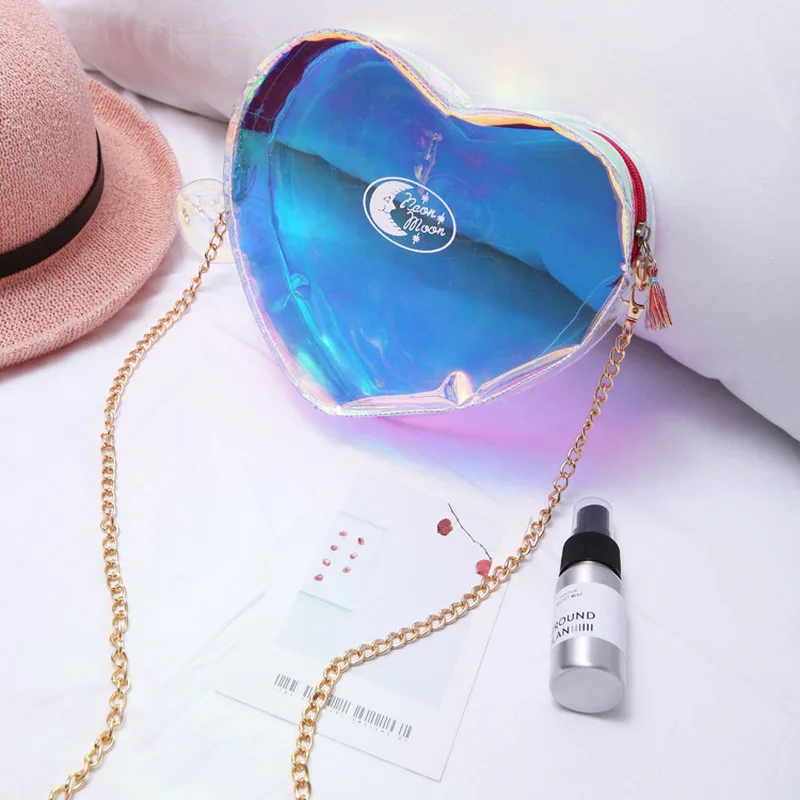Прозрачная сумка для женщин лазерная голографическая мессенджер с клапаном и