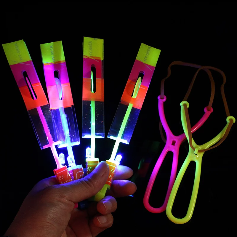 2PCS Luminous Big Slingshot LED Light Catapult Arrows Flying Fairies Flash Helicopter Emitting Children's Toys Gift - купить по